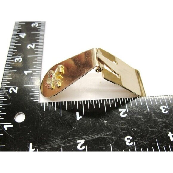 L.O.O.M. Moose Flip Up Gold Tone Money Clip Stainless Steel Wallet CC Cash - Picture 10 of 10